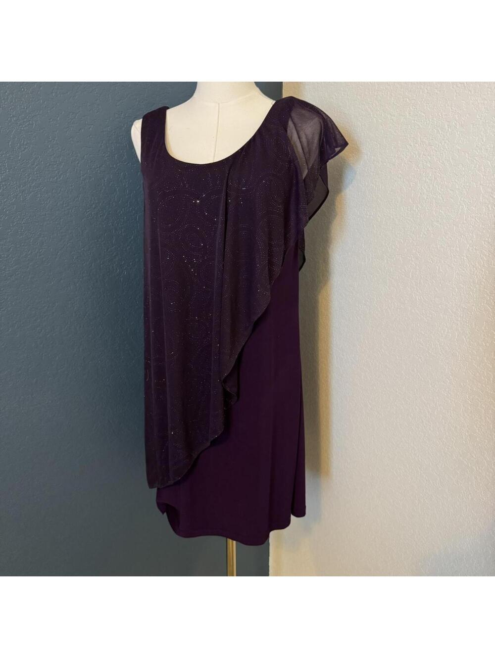 Y2K Vintage Glitter Flutter Sleeve Mini Party Dress, Size 8
